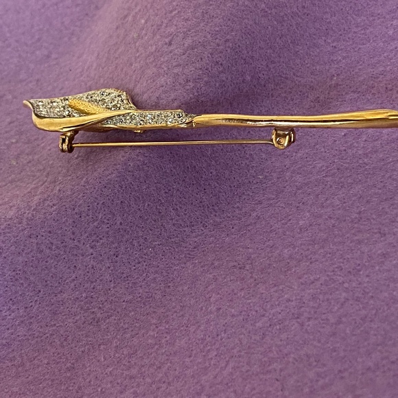 CALLA LILY Flower Vintage Brooch Crystal Pave Rhinestone Revival Pin - Picture 5 of 8